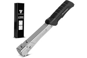 ‎STAHLWERK STAHLWERK Hammertacker mit 1000 Tackerklammern Profi-Tacker | Schlagtacker | Handtacker | Schlaghefter | Hammernagler | Klammertacker | Klammergerät für Klammern 6-10 mm Typ G