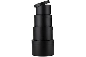 OAIRSE Gift Box with Lid Round Paper Gifts Jewelry Boxes Florist Hat Boxes Small Storage Box, Set of 4 Assorted Sizes Decorative Box for Gifts, Cake, Flowers, Crafting - Black