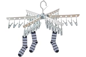 YZDZSW Sockentrockner Drehbare, Klappbare Klein wäschespinne, mit 36 Klammern für Unterwäsche Socken Handschuhe