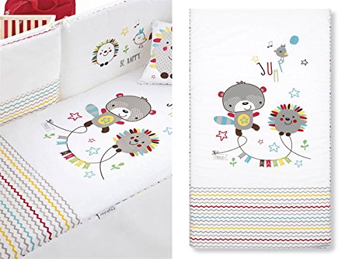 Pirulos 24911600 - Edredón, protector y cojín, diseño espin, 62 x 125 cm, color blanco y lino