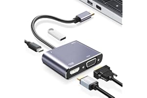 XUJAIOLQP Adattatore da USB C a HDMI VGA, PD 65 W USB3.0 Type-C a HDMI, adattatore 4 in 1 da USB C a USB, hub USB C, adattatore convertitore multi monitor HDMI 4K per PC, laptop, i-Phone a