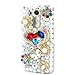 Produktbild LG V10 Hülle, Sense TE Strass [3D Handgefertigt] Diamant Serie Bling Schutz Handy Tasche Kristall Transparent Case Cover Hülle mit Retro Anti Staub Stecker - Regenbogen Herz Blumen / Weiß