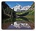 Price comparison product image Landscape Mouse Pad, Snow Covered Maroon Bells in Autumn Trees Mountain Reflection Lake Scenery, Standard Size Rectangle Non-Slip Rubber Mousepad, Green Blue White