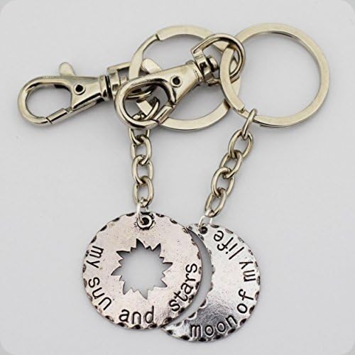 My Sun and Stars, Moon of My Life, Set of 2, Keychain, Jewelry, Long Distance , Anniversary Gifts for Men