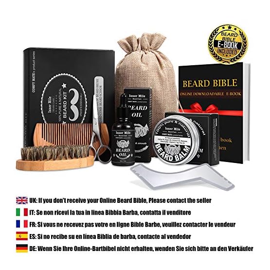 Kit Barba Cuidado Para Hombres, Set Herramientas de Aseo y Recorte Con Champú Barba, Aceite Crecimiento Barba, Bálsamo… - Imagen 3