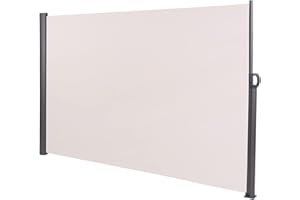 CLP Pantalla De Privacidad Lovington para Exteriores I Toldo Lateral para Jardin Impermeable De Poliéster & Aluminio, Color:Crema, Tamaño:180x300 cm