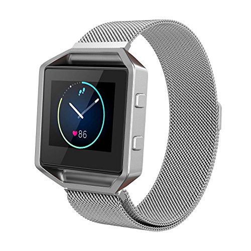 Fitbit Blaze Frame + Armband (5,9-9,4 Zoll), Swees Milanaise Edelstahl Replacement Wrist Band Strap Watchband Uhrenarmband mit Magnet-Verschluss und Metallrahmen für Fitbit Blaze Smart Fitness Watch - 2