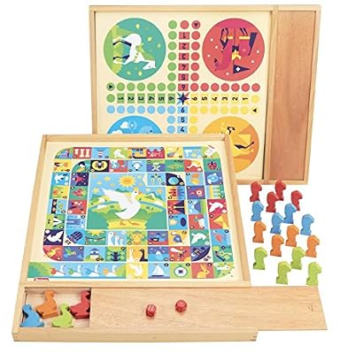 JEUJURA - 8117 - Jeu de l'Oie et Petit Cheval - Plateau avec Plumier en Bois