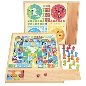 Jeujura 8117 – Juego de Mesa (4 Gansos, 16 Caballos, 2 a Partir de 3 años, Libro de Regla, Bandeja de Madera, 8117