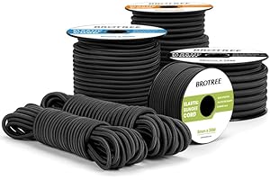 Brotree Bungee Cord Elastic Shock Cord 5mm x 20m Bungee Rope Heavy Duty for Trailer, Tarpaulin, Tent Pole, Kayak and Backpack - Black