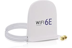 Bingfu Antena WiFi 6E Tri-Band 2.4GHz 5GHz 6GHz, Antena MIMO 8dBi con Base Magnética, Cable de 2m, Conector RP-SMA para Routers WiFi, Hogares Inteligentes, Oficinas, Recepción de Señal Mejorada, White