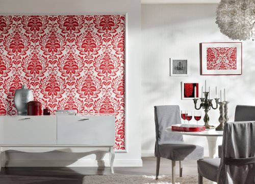 Livingwalls Vliestapete Flock Tapete Streifentapete 10,05 m x 0,53 m beige weiß Made in Germany 256218 2562-18 - 3