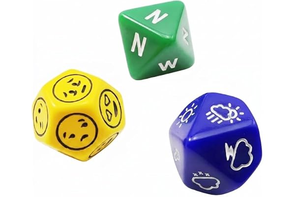 Bescon's Emotion, Weather and Direction Dice Set, 3 piece Proprietary Polyhedral RPG Dice Set in Blue, Green