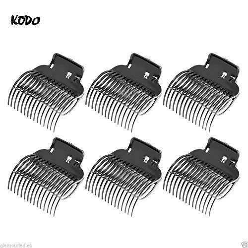 6 x Black Large Hair Clamps for Kodo Lock and Roll Hair Brushes, Roller Clips