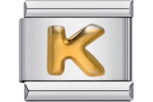 MON & SONS M&S A-Z Initial Letter Name Alphabet Gold Silver 9mm Italian Charm Compatible With Nomination Bracelet