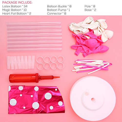 NUOLUX 2pcs Ballon Arch 63Pouces Hauteur avec Ballon Pompe,Ballon Portable Colonne Base,Pole Ballon pour Mariage Fête Anniversaire Célébration Décoration