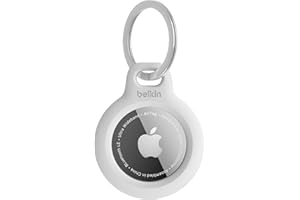 Belkin Étui pour Apple AirTag avec Attache en Métal, Porte Clés, Protection Durable, Anti-rayure, Ouverture Facile et Rebords Surélevés, Idéal pour Chiens et Animaux de Compagnie, Bagages, etc., Blanc