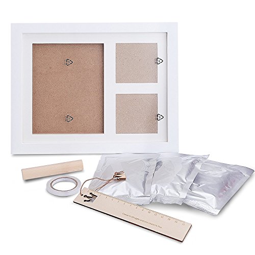 Baby Bilderrahmen für Handabdruck- und Fussabdruck, Echtholz Babyrahmen mit sicherem Acrylglas und keine giftigen, sicheren Abdruckmasse - 6