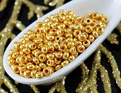 20g Metallic Gold Czech Glass Seed Beads 9/0 Preciosa Size 9 Pearls Rocaille Spacer 2.8mm