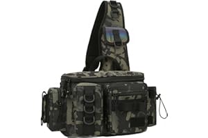 SEIWEI Angeln Umhängetasche mit Rutenhalter - Wasserdichter Angelrucksack Angeln Tasche Multifunktional zur Angelgerät Aufbewahrung und Organisation