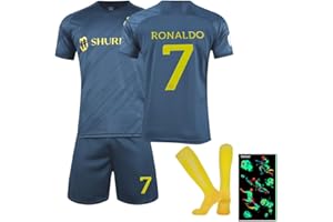 Tkcumwcz Maglie da Calcio, Set Maglie di Calcio per Bambini, Maglia da Calcio, Numero 7, Kids Soccer Jersey Include T-Shirt, Pantaloncini, Calzini e Figurina