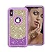 Produktbild Shinyzone Stoßfest Hülle für iPhone XS,iPhone X Glitzer Hülle,Hybrid 3 in 1 Heavy Duty [Silikon Bumper + Verstärkte Rahmen] Schutzhülle mit Bling Funkeln Diamant Handgefertigt für Frauen Design-Gold und Lila