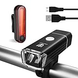 Bike Light Set, [Update] Degbit USB Rechargeable Bicycle Light Mountain Bike Light, Super bright waterproof Cree Led Cycle Lights Rechargeable, Easy Mount USB Front Light Headlight & Back Tail Light