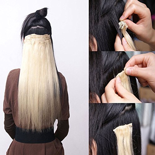 S-noilite® 66cm Glatt 8 teiliges SET Clip in Extensions Haarverlängerung Haarteile (Maroon mischen Dunkelrot) - 4