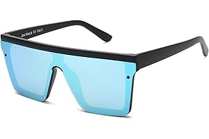 JIM HALO Occhiali da Sole Grandi Unisex. Lenti Specchiate senza Cornice. Per Donna - Uomo