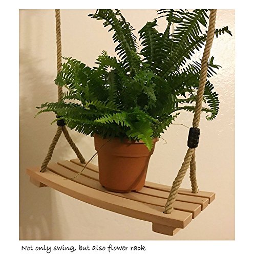 Pellor Erwachsene Kinderschaukelsitz mit Holzbrett Hängesitz, 120cm-180cm Verstellbares Seil bis150kg - 6