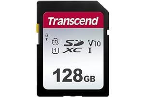 Transcend Carte mémoire SDXC 300S 128GB UHS-I, C10, U3, V30, 4K, Full HD, Jusqu'à 95/40 MB/s (Idéal pour appareils Photo numériques) avec Emballage Frustration Free - TS128GSDC300S-E2