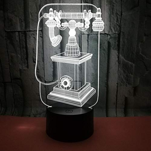 3d Optical Illusion LED Lamps Night Light, Amazing 7 Colors Quick Touch Switch, USB powered Deco Lamp, Birthday Christmas Holiday Gift For Kids and Friends, Telephone_Retro_a