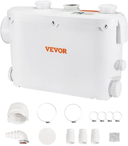 Pompa Di Scarico Anfun 700W Con Filtro Carbone - Per WC, Doccia, Lavandino, Portata 180 L/min