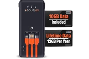 SIMO Solis Go przenośny hotspot WiFi z 1 GB/miesiąc na całe życie, 300 Mb/s, bateria 5250 mAh (48 godzin), przenośny mobilny router WiFi, bez umowy w ponad 140 krajach, router 4G Mifi dla 10 urządzeń