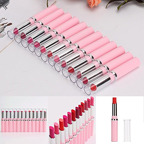 Merssavo 12 Farben Lippenstift Kosmetik Make-up Pink Rod Lipgloss Lippenstift langlebig - 2