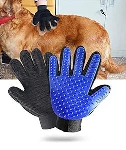 YUTIRITI 1 PC Pet Grooming Glove Gentle Deshedding Efficient Pet Hair Remover Perfect for Dog & Cat with Long & Short Fur - Blue