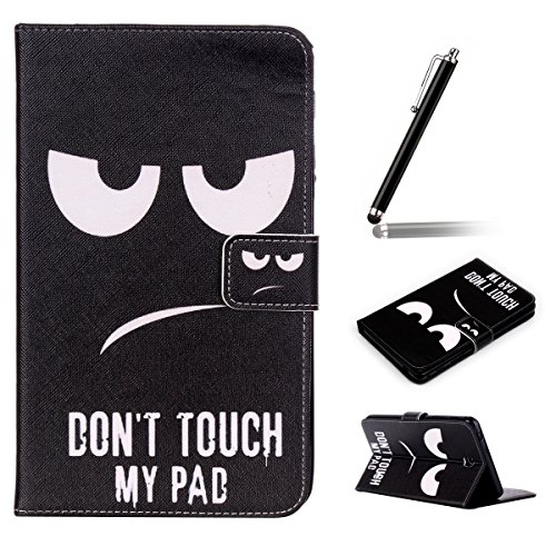 Galaxy Tab 4 7.0 Hülle Case,Galaxy Tab 4 7.0 Ledertasche,Ukayfe Muster Ledertasche Schutzhülle Leder Tasche für Samsung Galaxy Tab 4 7.0,Bunt Muster Design Slim Fit Folio PU leder Flip Cover im Bookstyle Kunstleder Schutzhülle Cover Tasche für Samsung Galaxy Tab 4 7.0 SM-T230 / T231Tablet mit 1 x Schwarze Eingabestift with 1 x Black Stylus (Don't Touch My Pad)