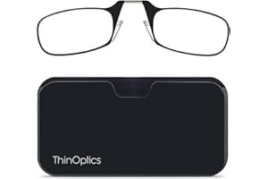 ThinOptics Reading Glasses With Universal Pod Compact Case - Ultra-light Foldable Rectangular Glasses - Clip-on Nose - 1.00 1.50 2.00 2.50 Strength With Flex-Fit Technology