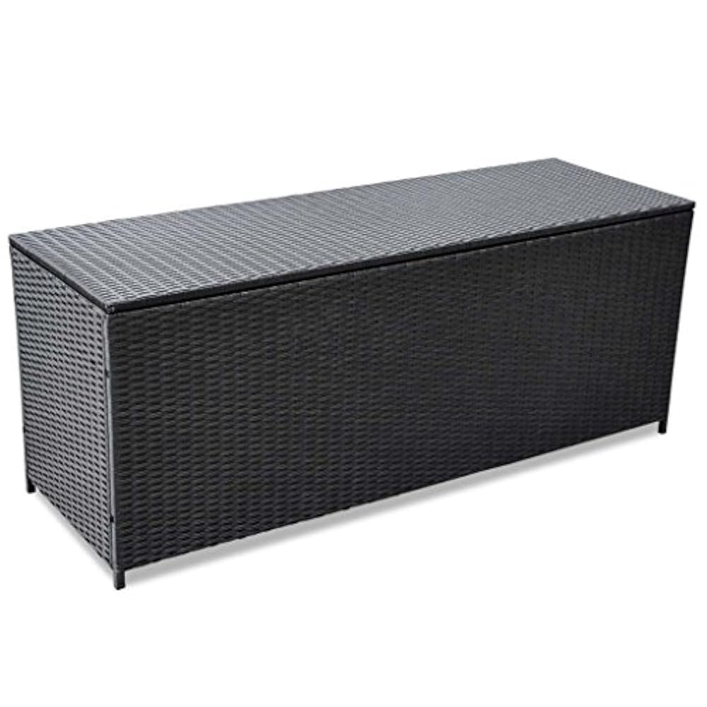 vidaXL Garten Aufbewahrungsbox Poly Rattan Schwarz 150x50x60 cm Gartentruhe