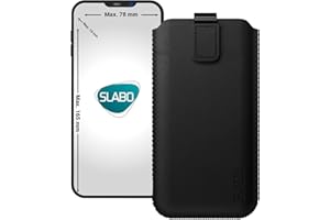 Slabo universelle Schutzhülle für Smartphone (max. 165 x 78 x 10 mm) universal Schutztasche Handyhülle Case mit Magnetverschluss aus Kunstleder - SCHWARZ | Black