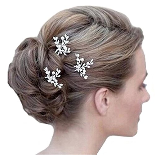 KeeKa 4 Stk. Elegant Damen Perlen Strass Haarschmuck Hochzeit Brautschmuck Braut Haarschmuck Strass Haarklammer - 3