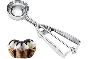 FGNUAY Cuillère à biscuits moyenne, 2,8 cuillères à soupe / 42 ml / 1,4 oz, boule de 2 "/ 4,5 cm, acier inoxydable 18/8,double poli,cuillère à crème glacée,cuillère à pâte,cuillère à gâteau, boules de melon.