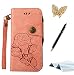 Produktbild TOUCASA iPhone 5S Hülle,iPhone SE Tasche, iPhone 5/5S/SE Hülle Schutzhülle Handschlaufe Scratch Ledercase Schale Umschlag Stil Flip Case Cover Weiche Innere Standfunktion Kreditkarte Slots Etui-Rosa