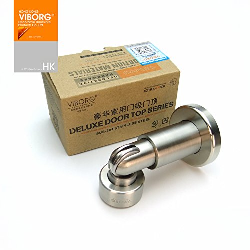 VIBORG Deluxe SUS304 Edelstahl Guss verstellbar Leistungsstark Boden oder Wandhalterung montiert Magnetverschluss Türkeil Türkeile Stopper Türstopper Satin Nickel gebürstet - 8
