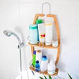 Relaxdays Badregal Bambus H x B x T: ca 62 x 27,5 x 13 cm Duschregal mit 2 Ablagen und verchromten Metall zum Aufhängen mit Wandhalterung als praktische Hängeablage für Ihre Badaccessoires, natur - 2