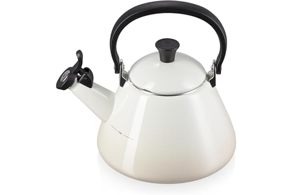 Le Creuset Bouilloire Kone Pour Cuisinière avec Sifflement, Acier Émaillé, 1,6 L, Meringue, 40101027160000