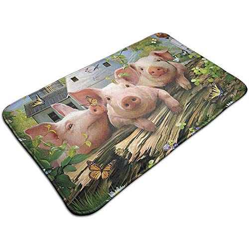 shizh Trois Cochon Paillasson D'entrée Intérieur Extérieur Entrée Garage Patio Chaussure Tapis Salle De Bains Tapis en Caoutchouc Antidérapant 50x80 cm