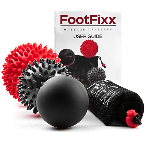 Footfix Premium Massagebälle - 3er-Pack - Fußreflexzonen-Massage & Trigger-Point-Therapie – 2 Massagebälle mit Noppen & 1 Lacrosse-Ball für tiefe Muskelmassage inkl. Benutzerhandbuch
