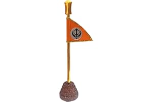 BEXCO Khanda (Nishan Sahib) Flag for Car Dashboard and tabletop - 5'' inch (Metal,Golden).