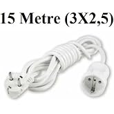 Viko Topraklı Uzatma Seyyar Kablosu 15 Metre Tekli Priz 3x2,5 Mm Seyyar Uzatma Kablosu,Beyaz